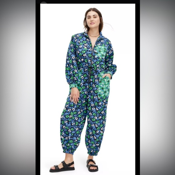 NWOT Target Collab. Nylon Jazz Dot Green Sports Jumpsuits M - Picture 3 of 5